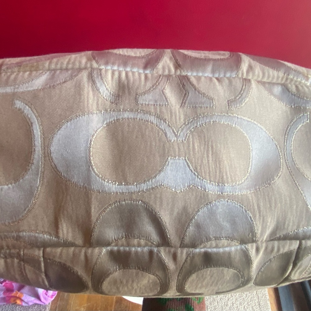 Gold Coach Poppy Signature Gorgeous Gold leather/canvas Lurex Highlight Bag NWOT - Picture 8 of 17